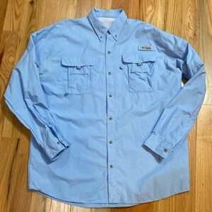 Men’s EUC Columbia PFG Light Blue Fishing Shirt - Size Large Tall